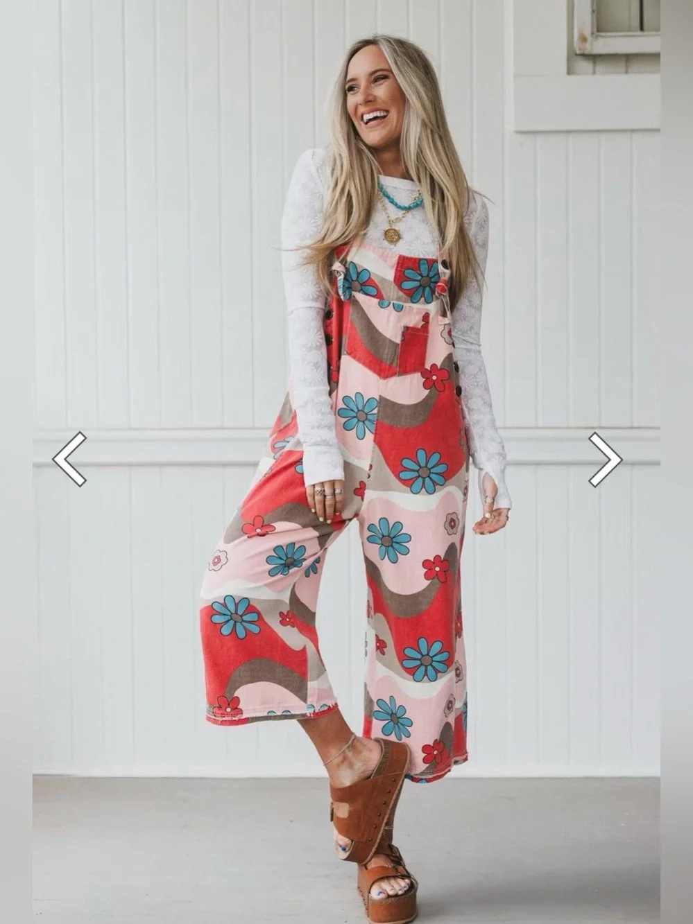 Easel brand "High Hopes" slouchy denim overalls boho flower oversized - Picture 1 of 6